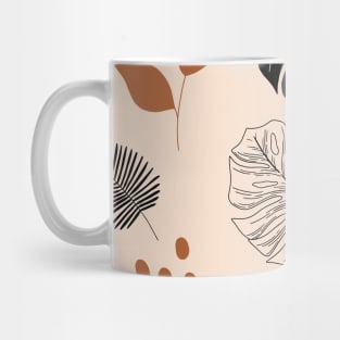 Tropical mixted leaves pattern black dark orange and beige Mug